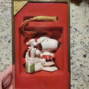 2004 Lenox Santa Snoopy Christmas Ornament Woodstock Peanuts Annual Box